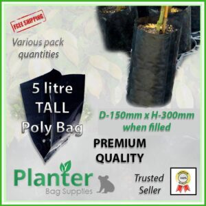 5 litre tall Planter Bag - Poly plant bags / Grow bag - for more info go to Planterbags.com.au