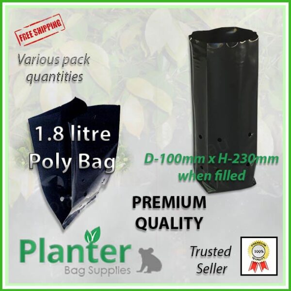 1.8 litre Tall Planter Bags - Polyethylene Growbags - for more info go to PlanterBags.com.au