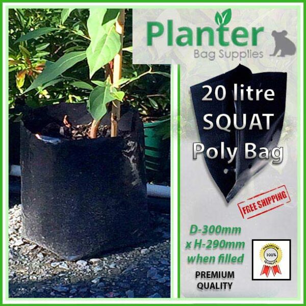 20 litre Squat Planter Bags - Polyethylene Growbags - for more info go to PlanterBags.com.au