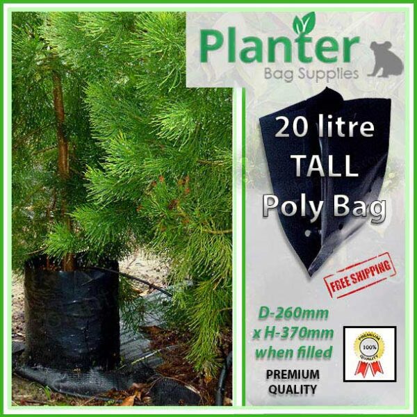 20 litre Tall Planter Bags - Polyethylene Growbags - for more info go to PlanterBags.com.au