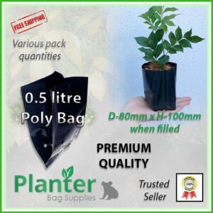 0.5 litre SQUAT Poly Planter Bags - for more info go to PlanterBags.com.au